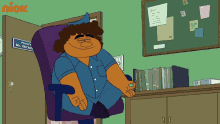 a cartoon of a man sitting in a chair with a sign that says prince mr. patrick