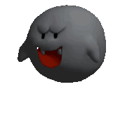 a cartoon ghost with its mouth open and fangs