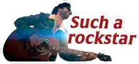a man is playing an acoustic guitar with the words such a rockstar above him