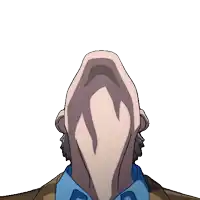 a man with a bloody nose and a blue shirt