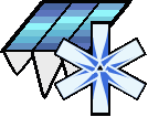 a cartoon drawing of a roof with a snowflake in the middle