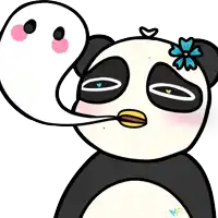 a cartoon panda bear with a flower in its hair
