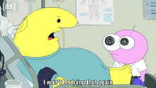 a cartoon of a man in a hospital bed with the words i won t be doing that again