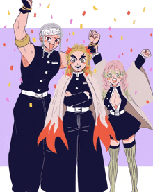 The Trios Zenjiro Mitsuru Phoenix Cheers Happily Together GIF