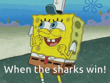 spongebob happy san jose sharks nhl when the sharks win