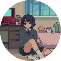 pixel art of a girl sitting on the floor