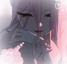 a picture of a girl with the words " i love bon not you " on the bottom