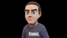 a cartoon character wearing a shirt that says cute on it