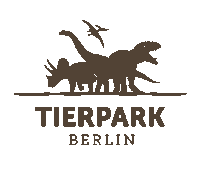 a logo for tierpark berlin with a triceratops and a t-rex