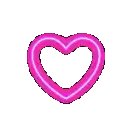 a pink neon heart with a white outline on a white background