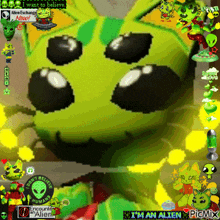 a picture of a green alien with the words i want to believe