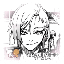 a black and white drawing of a woman with kaiser es solo de sam written on the bottom