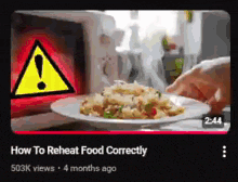 a video about how to reheat food correctly has 503k views