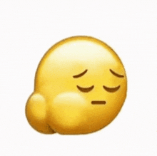 a yellow smiley face with its eyes closed and a sad look on its face .