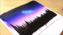 a painting of a sunset with the words wow art on the bottom