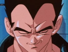 a close up of a cartoon character 's face with a serious look on his face .