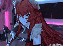 a red haired anime character with a daily sub goal of 135/150