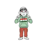 a cartoon character is wearing a green hoodie with a hungarian flag on it