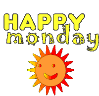 a happy monday sign with a smiling sun behind it