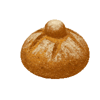 a loaf of bread with a small ball on top of it