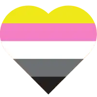 a heart shaped flag with a triangle in the middle