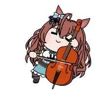 a cartoon of a girl playing a double bass