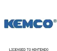 the logo for kemco is licensed to nintendo and is blue and white .