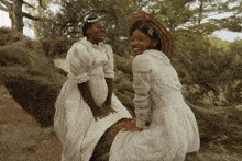 Young Celie And Nettie Smile On A Tree The Color Purple 2023 GIF