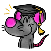 a cartoon mouse wearing a graduation cap and tassel