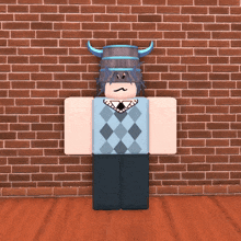 a roblox character with horns on his head