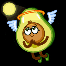 avocado angel going to heaven coming to the light flying