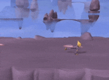 a computer generated image of a person flying through the air with a pink light behind them