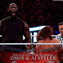 Omos Aj Styles GIF - Omos Aj Styles Raw Tag Team Champions GIFs