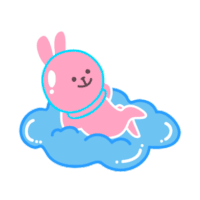 Pink Rabbit Sticker - Pink Rabbit Resting Stickers