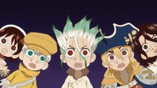 a group of cartoon characters with one wearing a shirt that says " e=mc "