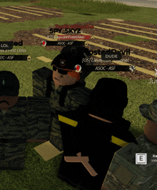 a group of soldiers are playing a video game and one of them is named tactical bushman spy sky