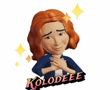 a cartoon character has the word kolodeee on her chest
