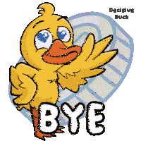 a cartoon of a duck saying bye
