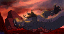 a cartoon of a dinosaur laying on its back
