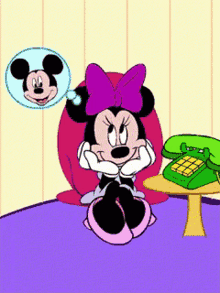 Minnie Mouse Waiting4his Call GIF - Minnie Mouse Waiting4his Call Thinking Of Him GIFs