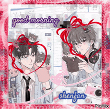 a picture of a man and a girl with the words good morning