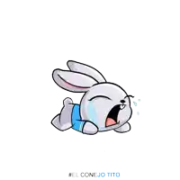 a cartoon rabbit is crying and has the hashtag #el conejo tito below it