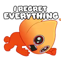 a cartoon character is crying with the words i regret everything above him