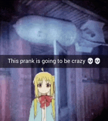 a picture of a girl with the words this prank is going to be crazy below her