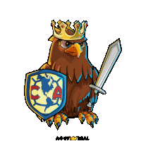 a cartoon of an eagle with a shield and a sword with the letter ca on it