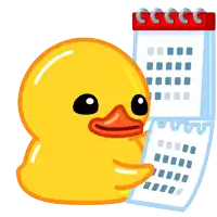a yellow rubber duck is holding a calendar with the number 666 on the top