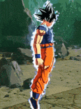 a pixel art drawing of a cartoon character called goku