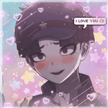 a pixel art of a person with a speech bubble that says i love you