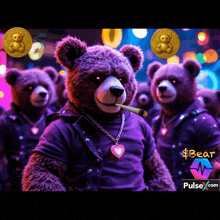a group of teddy bears standing next to each other with a pulse.com logo on the bottom right