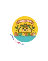 a yellow circle with a taco and the words birthday groupcards.io